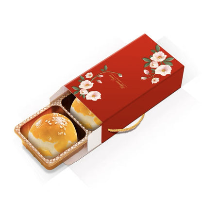 Pekanbaru Mooncake Hampers Box / Kotak Hampers Kue Bulan Merah Handle Tali Isi 2