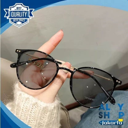 Pekanbaru Kacamata Photochromic Anti Radiasi Bentuk Bulat Bahan Metal Gaya