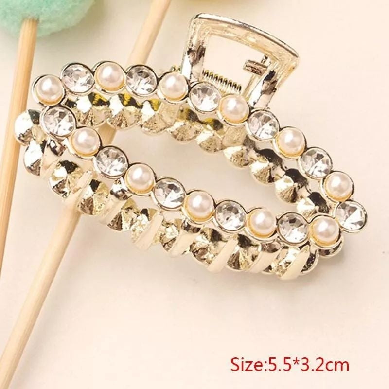 Pekanbaru Jedai 5Cm Mutiara Elegan / Jepit Rambut Alloy Korea Mutiara Permata