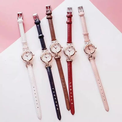 Pekanbaru Jam Tangan Casual Wanita Analog Kecil Dial Bulat Dengan Strap Pu