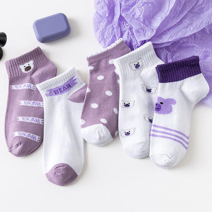 [littlecrab] Kaos Kaki Lotso Lilac Beruang Ungu Putih Soft Color Import Sock High Quality Cute Soft Purple Korean Style