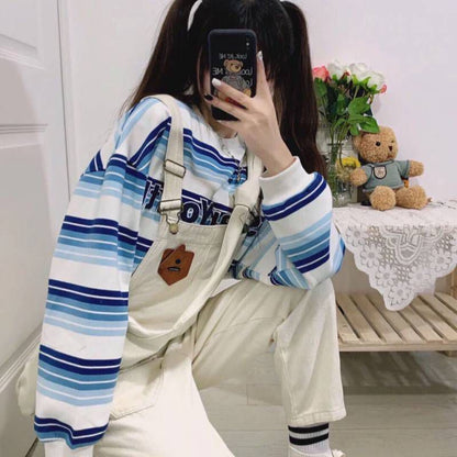 [littlecrab] Sweater Oversize Spear Youth Ombre Pink Biru Bordir Bludru Simple Aesthetic Sweatshirt Couple Unisex Korean Style