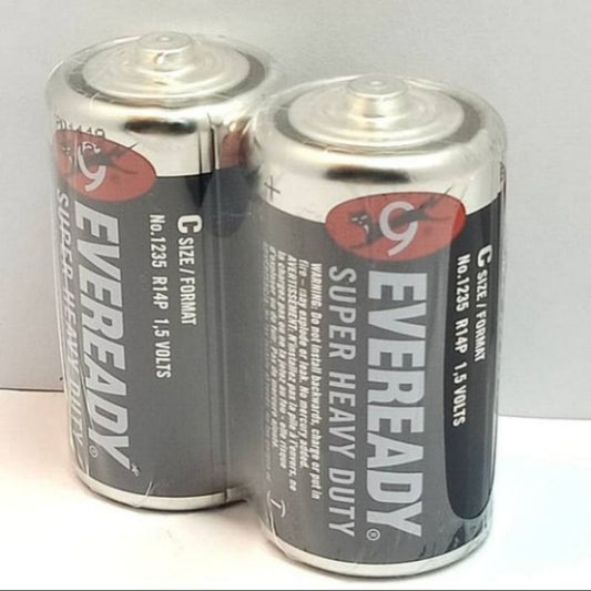 Pekanbaru Baterai Eveready Size C R14 Ukuran Sedang 1.5 V Eveready Super Heavy Duty Harga Per Pack ( Isi 2Bh)