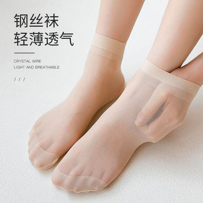 [littlecrab] Kaos Kaki Stocking Pendek Warna Kulit dan Hitam Anti Slip Kaus Kaki Flatshoe Tidak Mudah Sobek Anti Slip Korean Style Short Socks Invisible