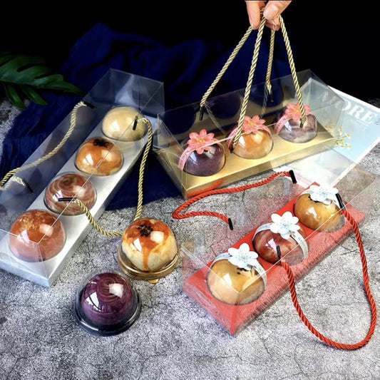 Pekanbaru Mooncake Box / Kotak Kue Bulan Mika Isi 3 Handle Tali