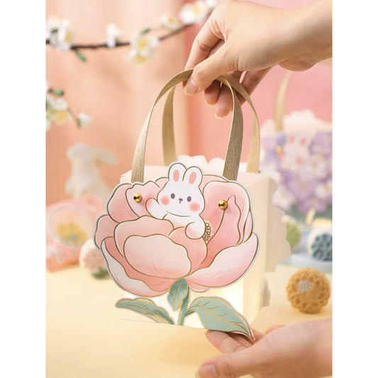 Pekanbaru Mooncake Hampers Box / Kotak Hampers Kue Bulan Bunga Handle Tali