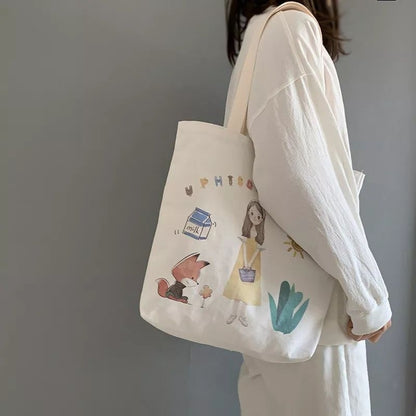 Pekanbaru Tote Bag Tas Samping Kanvas Totebag  Karakter Kartun Lucu Wanita Fashion
