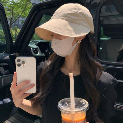 [littlecrab] Topi Fisherman Motif Simple Polos Anti Matahari Aesthetic Cap High Quality Solid Color Fashion Topi Bisbol Korean Style Topi Fashion Berkualitas