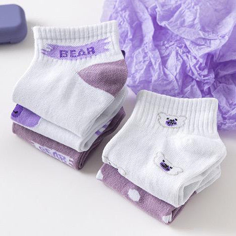 [littlecrab] Kaos Kaki Lotso Lilac Beruang Ungu Putih Soft Color Import Sock High Quality Cute Soft Purple Korean Style
