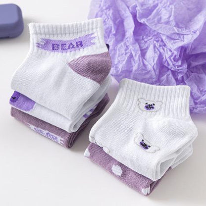 [littlecrab] Kaos Kaki Lotso Lilac Beruang Ungu Putih Soft Color Import Sock High Quality Cute Soft Purple Korean Style