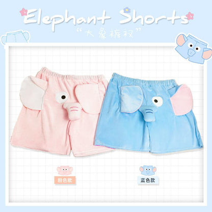 [littlecrab] Celana Pendek Motif Gajah Lucu Belalai Bunyi Dumbo Unik Couple Piyama Tidur Celana Gajah Short Pants Daily Pink Biru Unisex