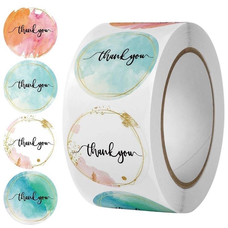1 ROLL Stiker Label Thank You (500 Pcs) Sticker Ucapan Bulat Tempel Label Colorfull 2,5 cm