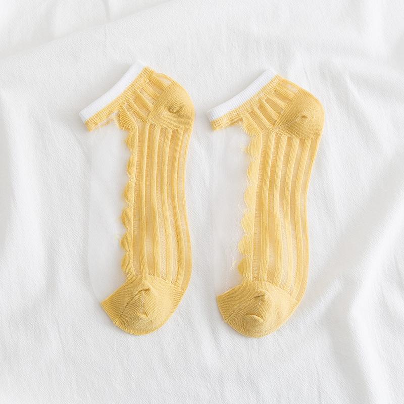 [littlecrab] Kaos Kaki Soft Semi Transparan Women Socks Jaring Kaus Kaki Berkualitas Korean Style Colorful Pastel Renda Aesthetic Clear