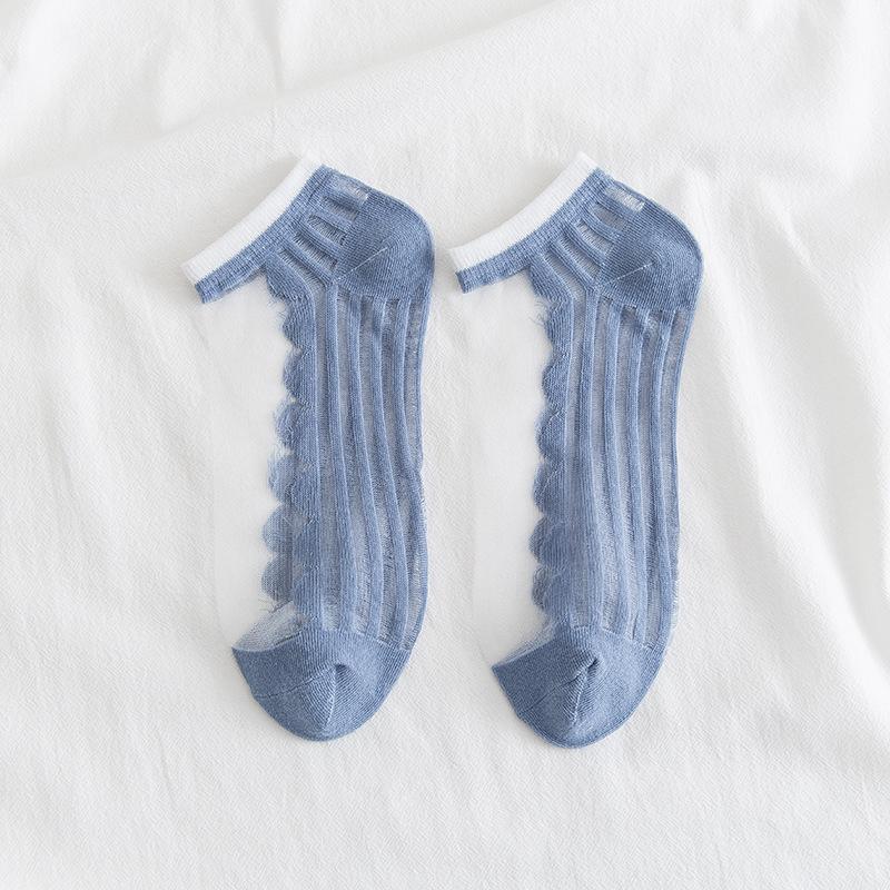 [littlecrab] Kaos Kaki Soft Semi Transparan Women Socks Jaring Kaus Kaki Berkualitas Korean Style Colorful Pastel Renda Aesthetic Clear