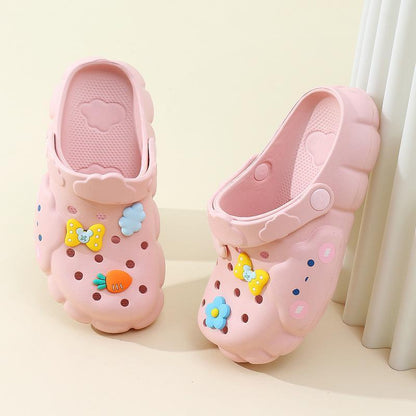 [littlecrab] Sandal Lobang Motif Awan Jibbitz Pita Bunga Wortel Sendal Eva Anti Air Unik Lucu Classic Korean Style