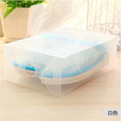 [HR] Kotak Sepatu Lipat Transparan Tebal Shoes Box Sepatu Transparan Kotak Rak Susun Sepatu Sandal Serbaguna Murah