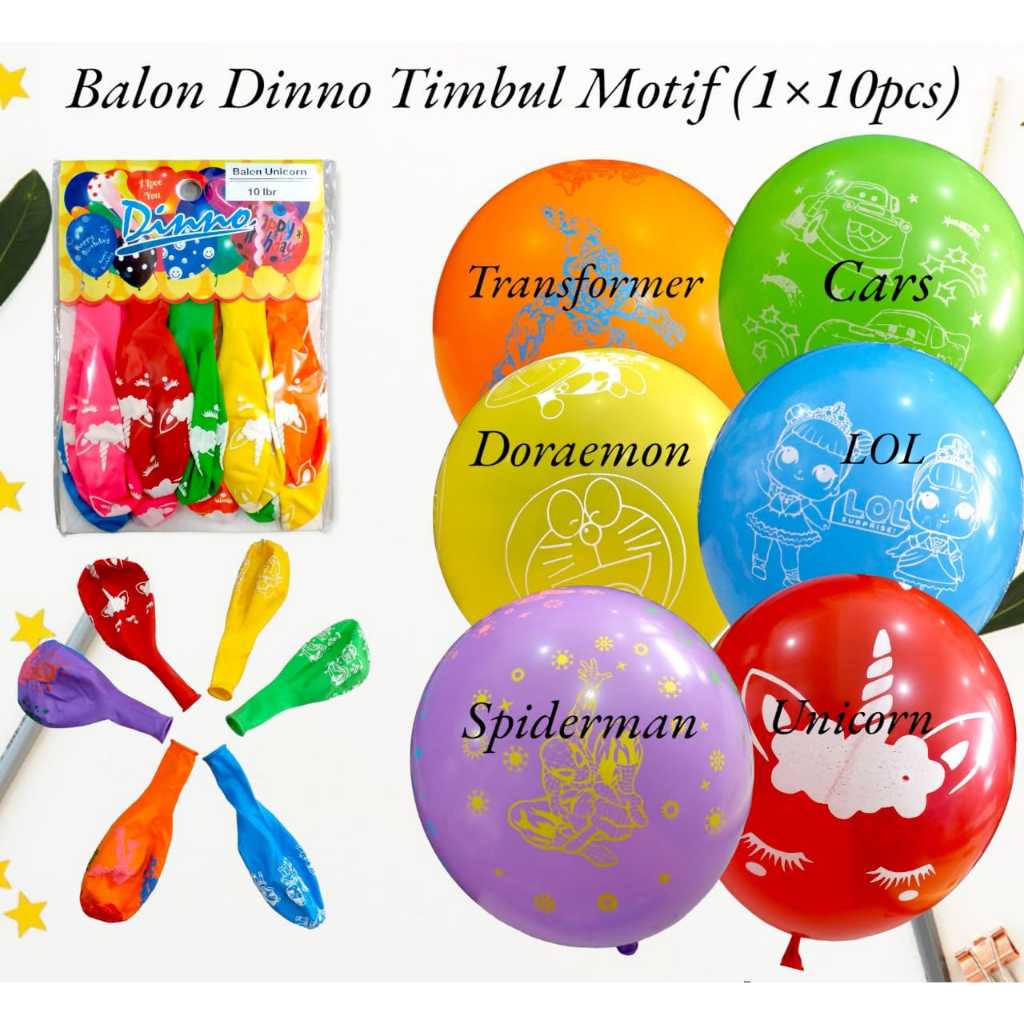 Pekanbaru Balon Dino Timbul Motif (1X10) Murah