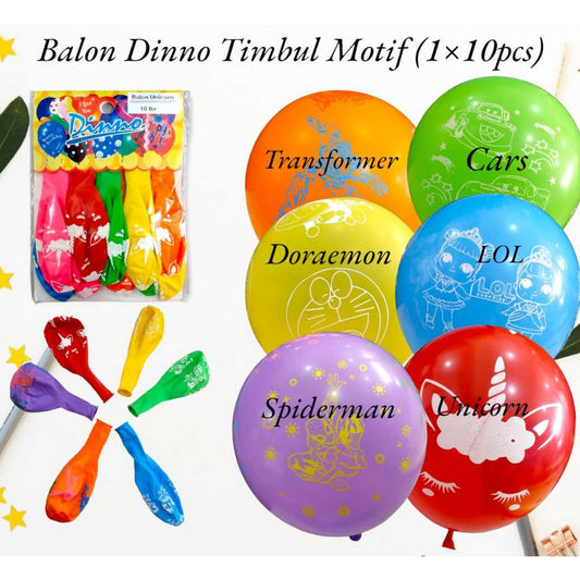 Pekanbaru Balon Dino Timbul Motif (1X10) Murah
