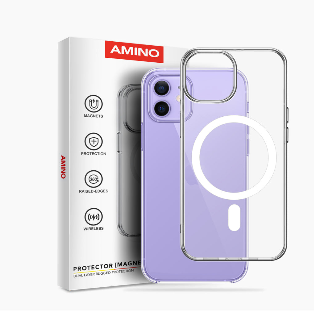 Magnetic Case Iphone Original AMINO Untuk Iphone 11 12 13 14 15 Pro Max Plus Clear Hybrid Bumper