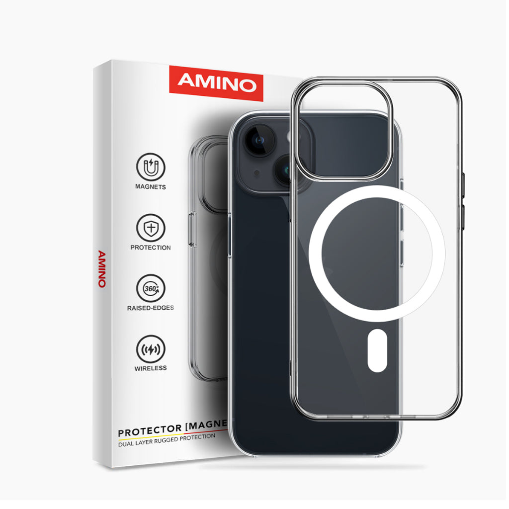 Magnetic Case Iphone Original AMINO Untuk Iphone 11 12 13 14 15 Pro Max Plus Clear Hybrid Bumper