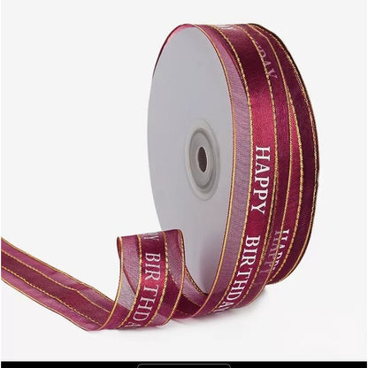 Pekanbaru Pita / Ribbon Tulisan Happy Birthday Warna Warni Per Meter