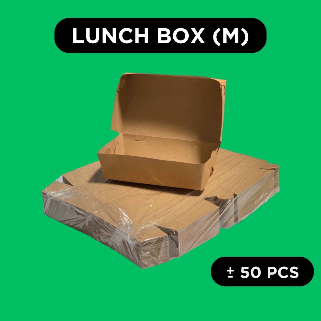 Paper Lunch Box L M M-HEMAT S XS Kemasan Dimsum Ayam Geprek Mie Gorengan Brownies Laminasi Food Tray