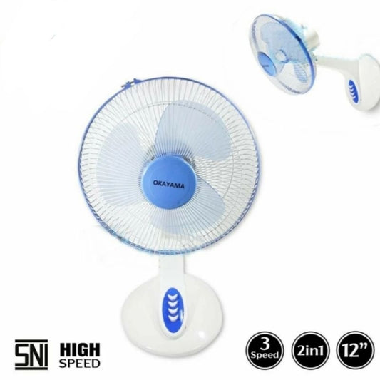 Pekanbaru Kipas Angin Okayama 12Inch 2 In 1 / Kipas Angin Meja Dinding Okayama 12" 2In1 / Desk Fan Wall Fan