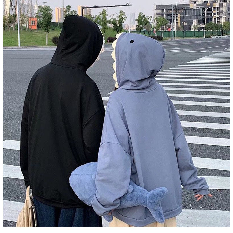 [littlecrab] Hoodie Oversize Motif Hiu Hitam Biru Premium Funny Shark Bahan Tebal Berkualitas Hoodie Ikan Topi Gigi Trending Korean Style