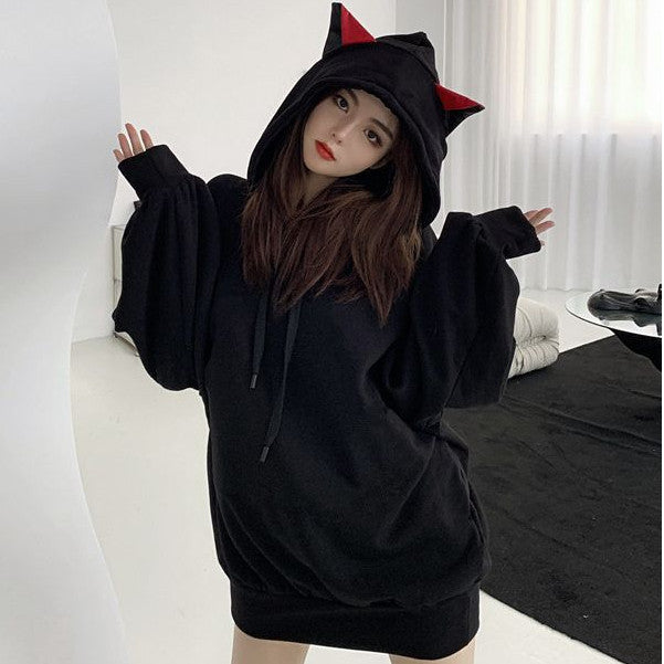 [littlecrab] Hoodie Oversize Hitam Merah Evil Premium Cute Devil Bahan Tebal Berkualitas Hoodie Malaikat Maut Unik Trending Korean Style