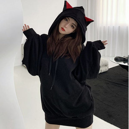 [littlecrab] Hoodie Oversize Hitam Merah Evil Premium Cute Devil Bahan Tebal Berkualitas Hoodie Malaikat Maut Unik Trending Korean Style