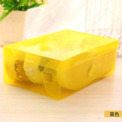 [HR] Kotak Sepatu Lipat Transparan Tebal Shoes Box Sepatu Transparan Kotak Rak Susun Sepatu Sandal Serbaguna Murah