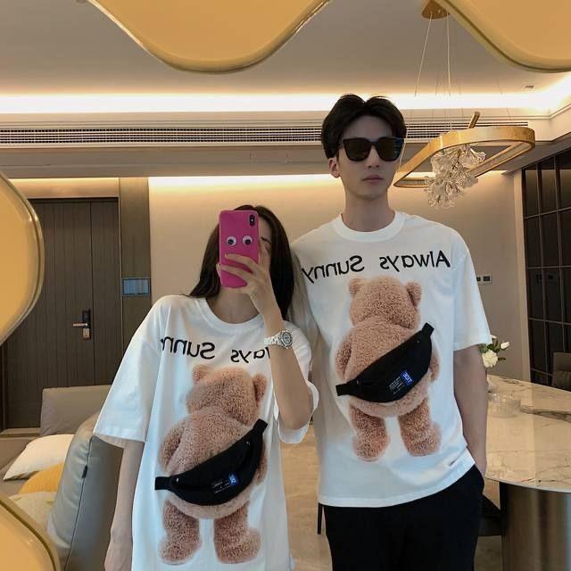 [littlecrab] Kaos Oversize Teddy Bear Sling Bag Always Sunny Beruang Tas Kantong Kaus Gambar 3d Waistbag Baju Serbaguna Motif Unik Tshirt With Bag
