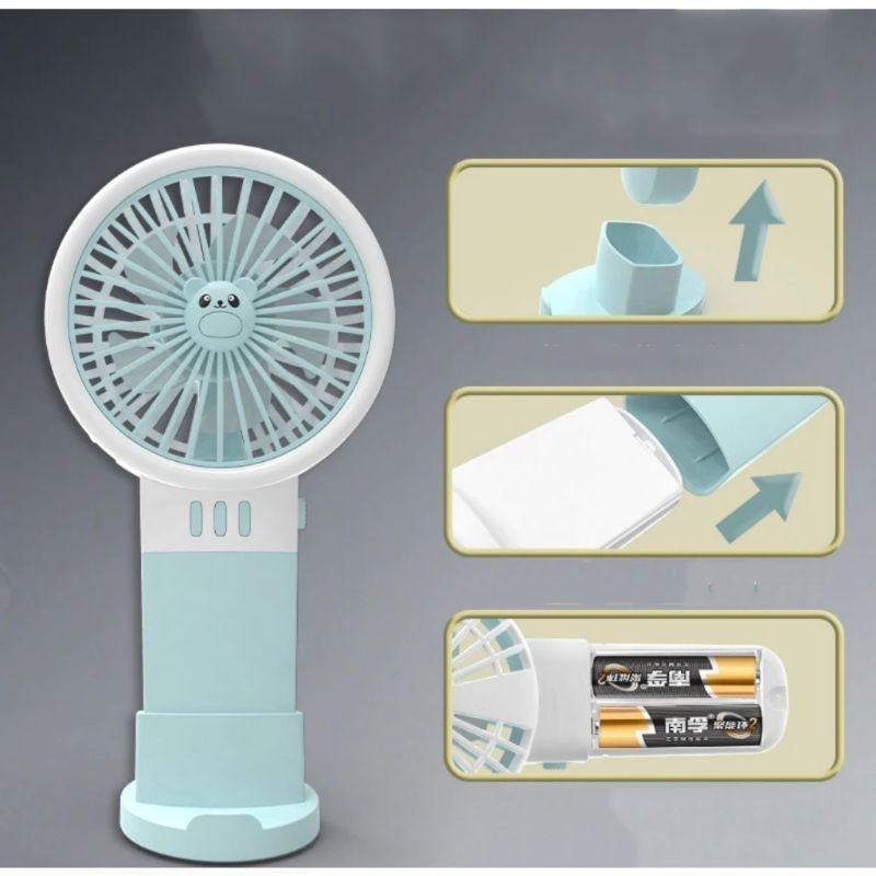 Pekanbaru Kipas Angin (Baterai)Mini Fan Genggam Tangan Portable Stand Holder