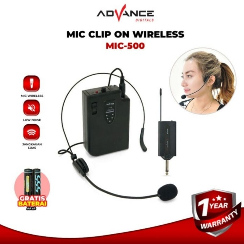 Pekanbaru Mic Advance Wireless Mic-500 / Microphone Clip On / Mic Bando