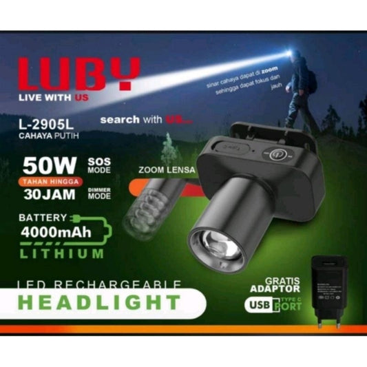 Pekanbaru Senter Kepala Zoom Lensa 50W Luby L-2905L / Luby L-2905K / Matsugi Mg-700L / Senter Zoom Aoki Ak-3685A