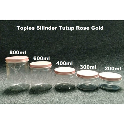 Pekanbaru Toples Plastik Tutup Ulir Aluminium Gold / Silver Berbagai Ukuran (Instan Only)