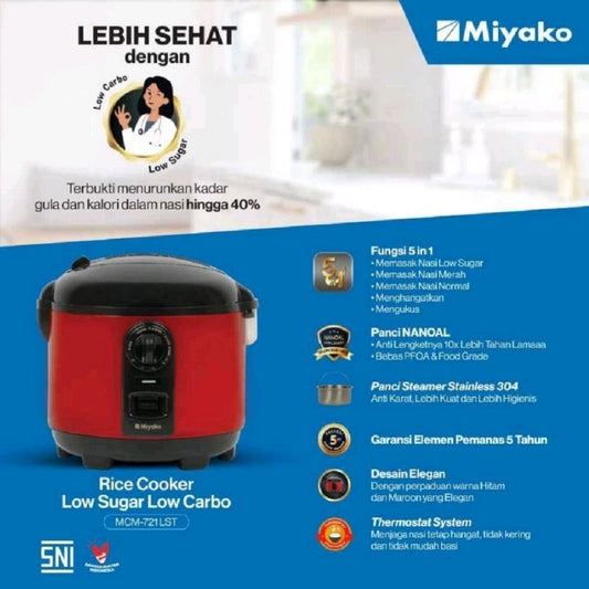 Pekanbaru Magic Com Miyako Low Carbo / Low Carbo Mcm-721Lst 2,5L / Mcm 721 Lst