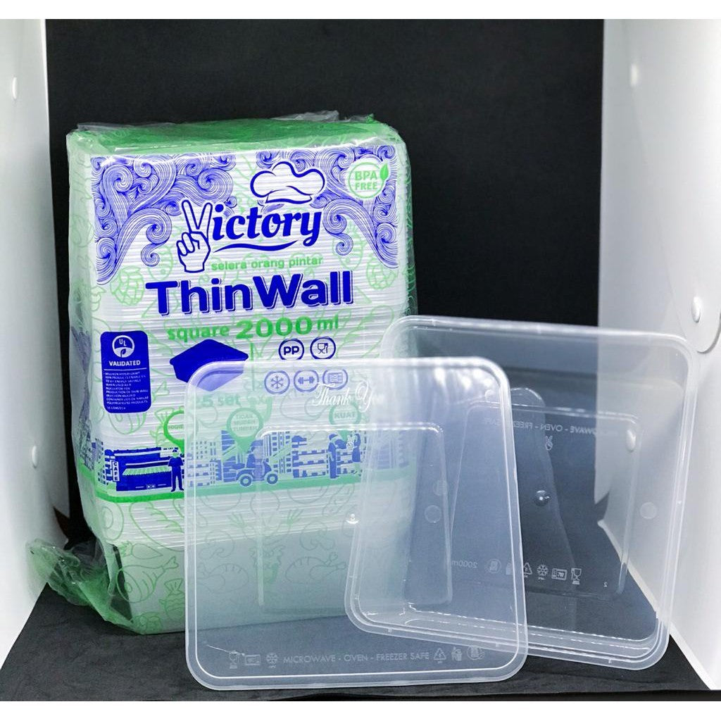 Pekanbaru Victory Thinwall Square / Kotak Makanan Plastik Persegi 2000Ml (5Pcs)