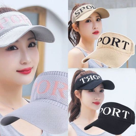 Pekanbaru Topi Senam Zumba Wanita Dewasa Knit Visor Sport Rajut Katun Bersepeda Pantai