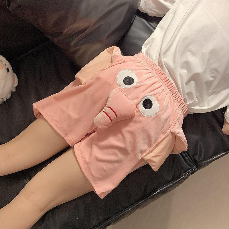 [littlecrab] Celana Pendek Motif Gajah Lucu Belalai Bunyi Dumbo Unik Couple Piyama Tidur Celana Gajah Short Pants Daily Pink Biru Unisex