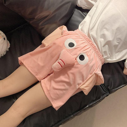 [littlecrab] Celana Pendek Motif Gajah Lucu Belalai Bunyi Dumbo Unik Couple Piyama Tidur Celana Gajah Short Pants Daily Pink Biru Unisex