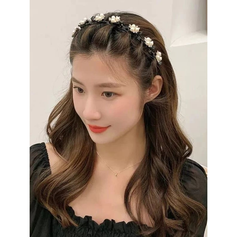 Pekanbaru Pengikat Bandana Penjepit Rambut Wanita Cewek Bando 2In1 Include Ikat Jepit