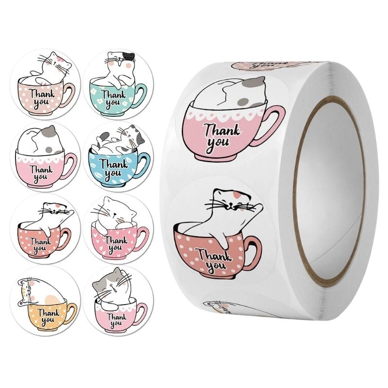 1 ROLL Stiker Label Thank You (500 Pcs) Sticker Ucapan Bulat Tempel Label Colorfull 2,5 cm
