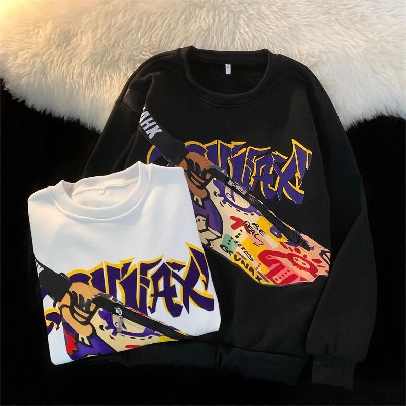 [littlecrab] Sweater Oversize Genanx Sling Bag Kantong Tas Lengan Panjang Sweatshirt Gambar 3d Waistbag Baju Outer Serbaguna Motif Swag Unisex Genanx Sweater With Bag