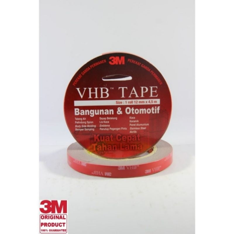 Pekanbaru Double Tape 3M Merah 1/2 Inch Asli 12Mm × 4.5M / Dobel Tape / Perekat
