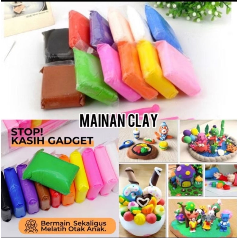 Clay Mainan Anak isi 12 Pcs Colour Play Dough