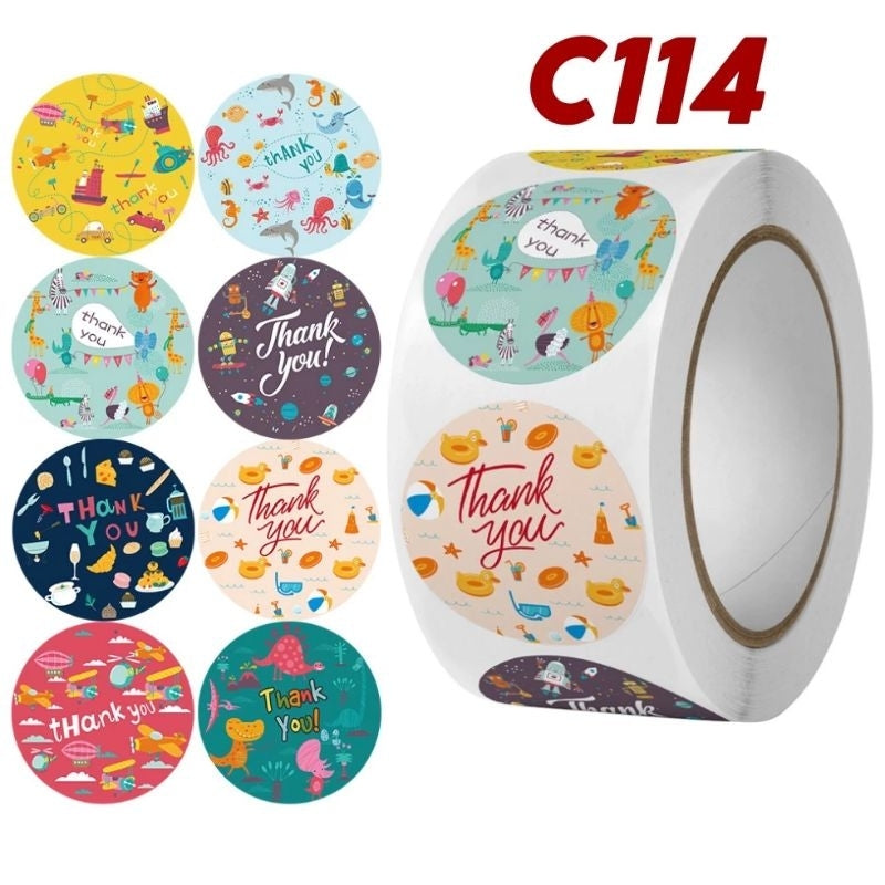 1 ROLL Stiker Label Thank You (500 Pcs) Sticker Ucapan Bulat Tempel Label Colorfull 2,5 cm