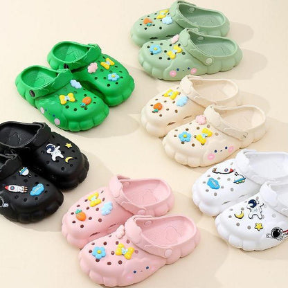[littlecrab] Sandal Lobang Motif Awan Jibbitz Pita Bunga Wortel Sendal Eva Anti Air Unik Lucu Classic Korean Style