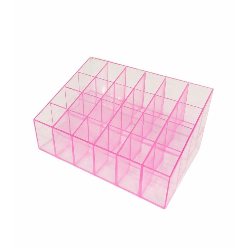 HR-Rak Lipstik 24 Slot Lubang Penyimpanan Tempat Kutek Kosmetik Lipstick Display Rack 24 Grid Storage Box Organizer Serbaguna