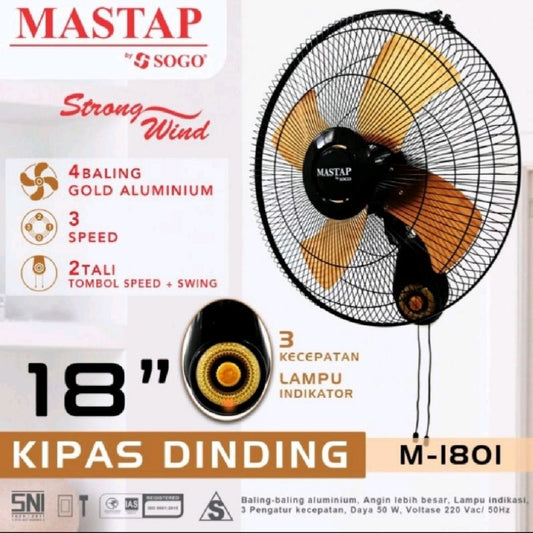 Pekanbaru Kipas Angin Dinding Mastap 18 Inch / Wall Fan Mastap 18" / Kipas Angin Besi M-1801